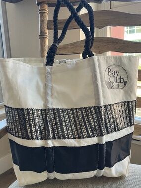 Sea Bag Black and White Medium Sail Cloth Boat Bag